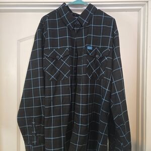 Black and Blue Plaid Button-Up Shirt